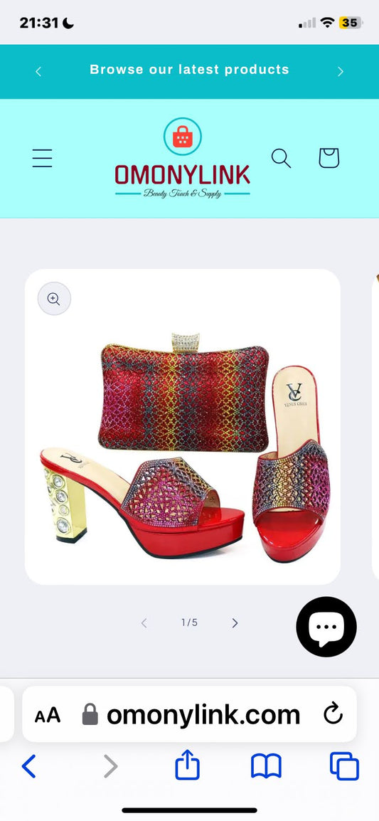 Trendy ladies party and casual bags with matching shoes/slippers