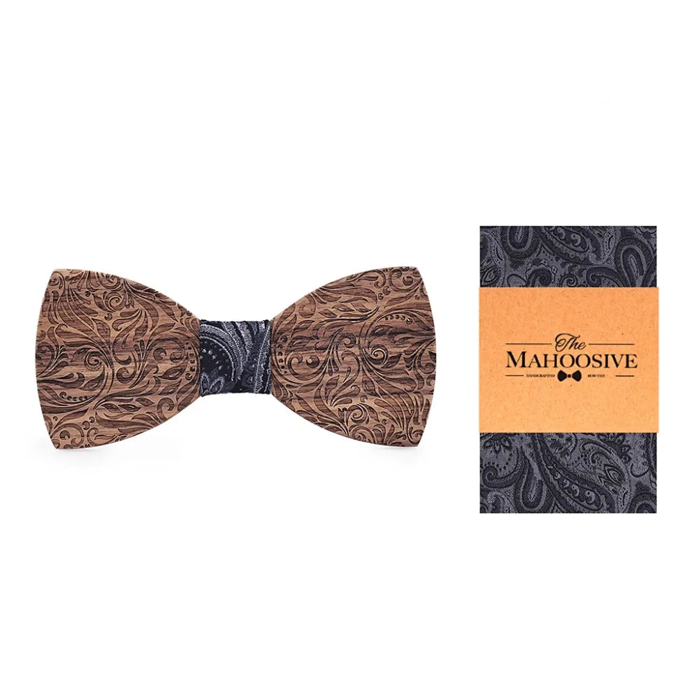 Wooden Mens bow Tie Wood Neck Tie Set for Men Suits Tie Handkerchief Cufflinks Gravatas Ties for Men Wedding Vestidos Corbatas