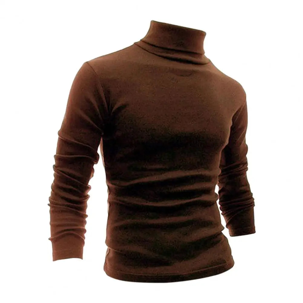 Half-high Collar Pure Colour Elastic Men Tops