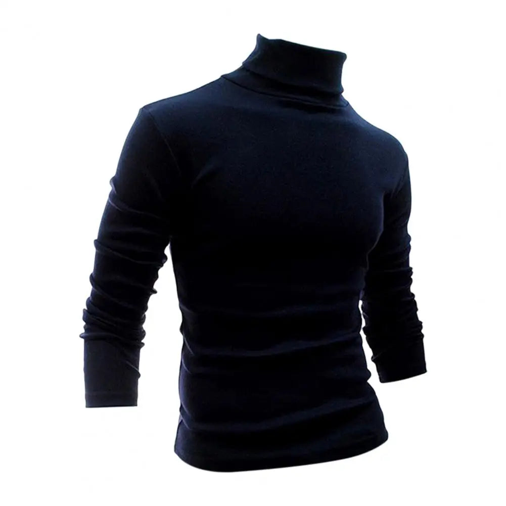 Half-high Collar Pure Colour Elastic Men Tops