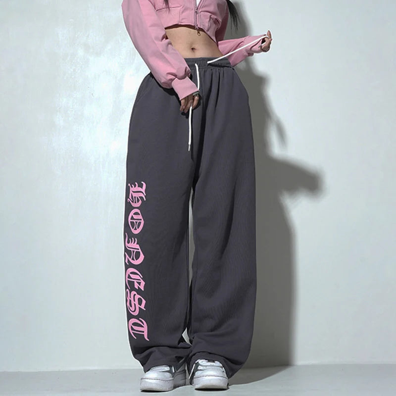 Gray baggy sweatpants for women inspired by Kpop streetwear