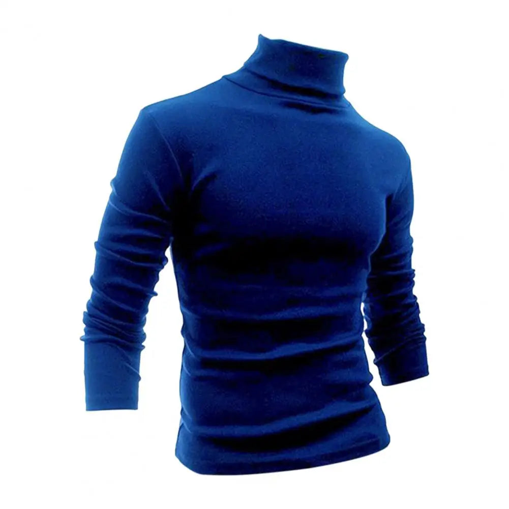 Half-high Collar Pure Colour Elastic Men Tops