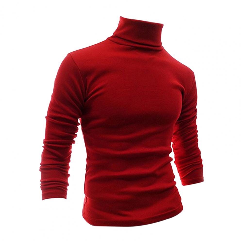 Half-high Collar Pure Colour Elastic Men Tops