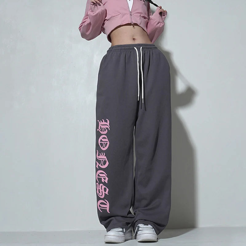 Gray baggy sweatpants for women inspired by Kpop streetwear