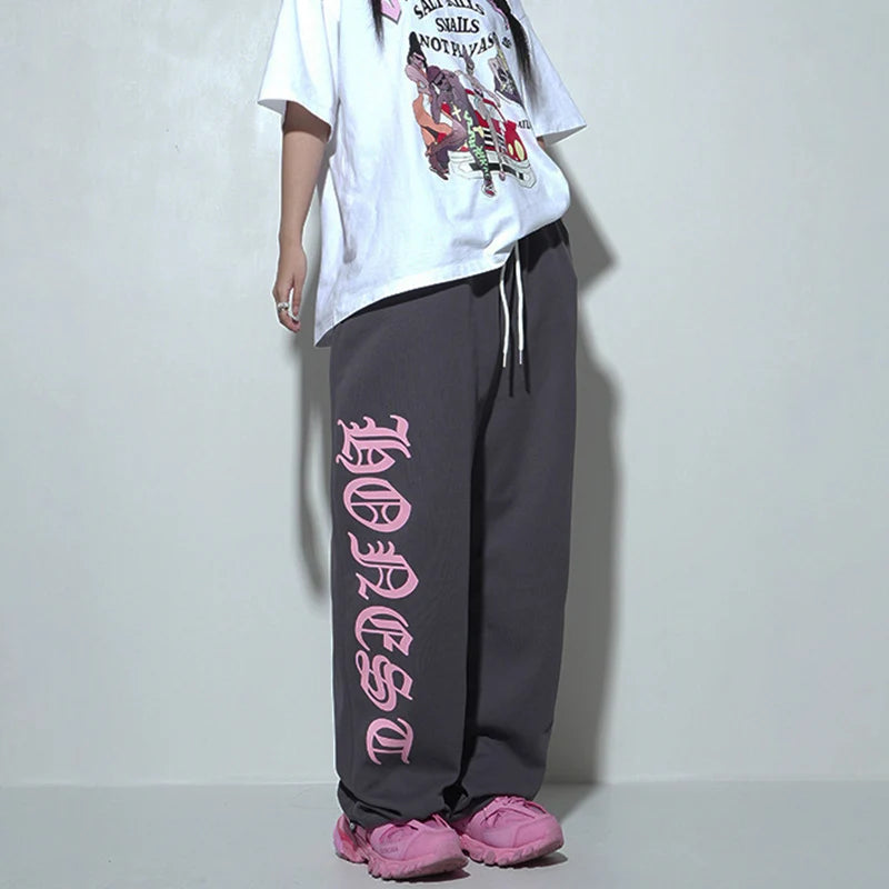 Gray baggy sweatpants for women inspired by Kpop streetwear