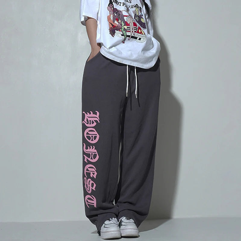 Gray baggy sweatpants for women inspired by Kpop streetwear
