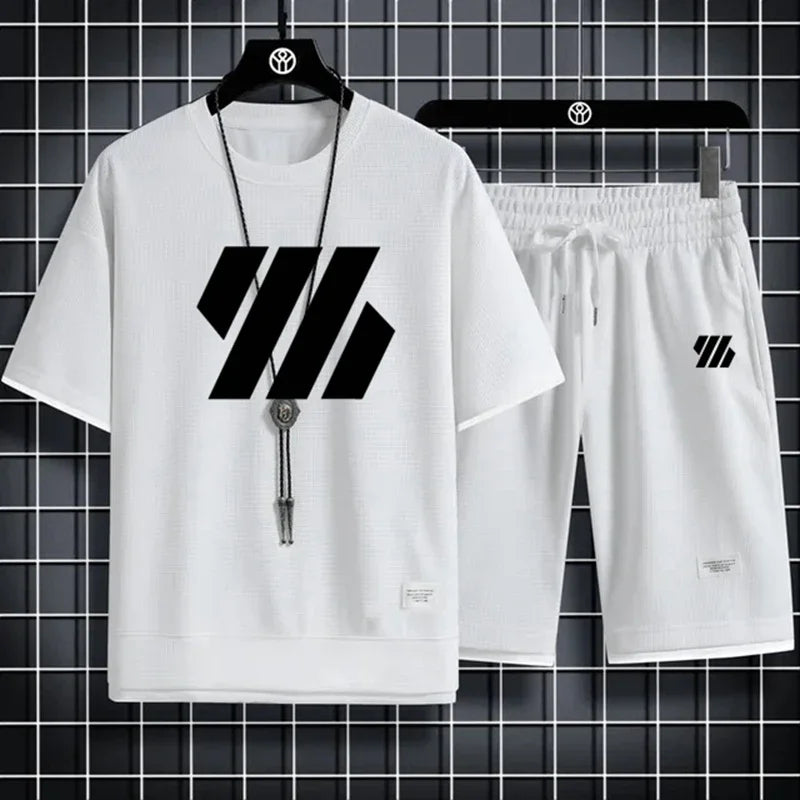 Men's Sports Suit/Fashion Short Sleeve Tracksuit/Men Suits/Men's Two Piece Set/Casual T-Shirt and Shorts Set