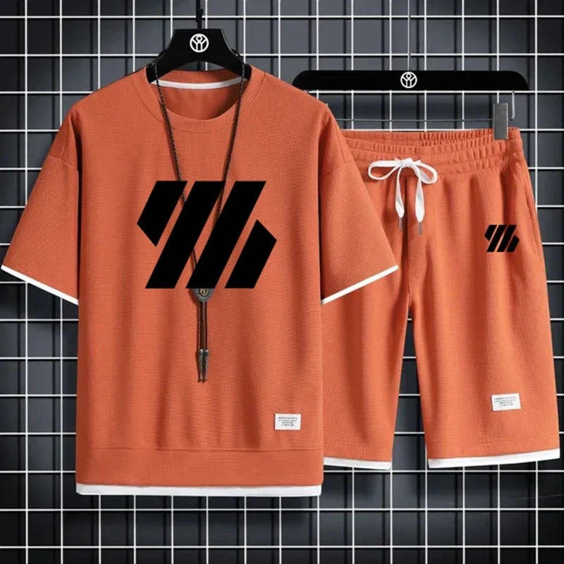 Men's Sports Suit/Fashion Short Sleeve Tracksuit/Men Suits/Men's Two Piece Set/Casual T-Shirt and Shorts Set