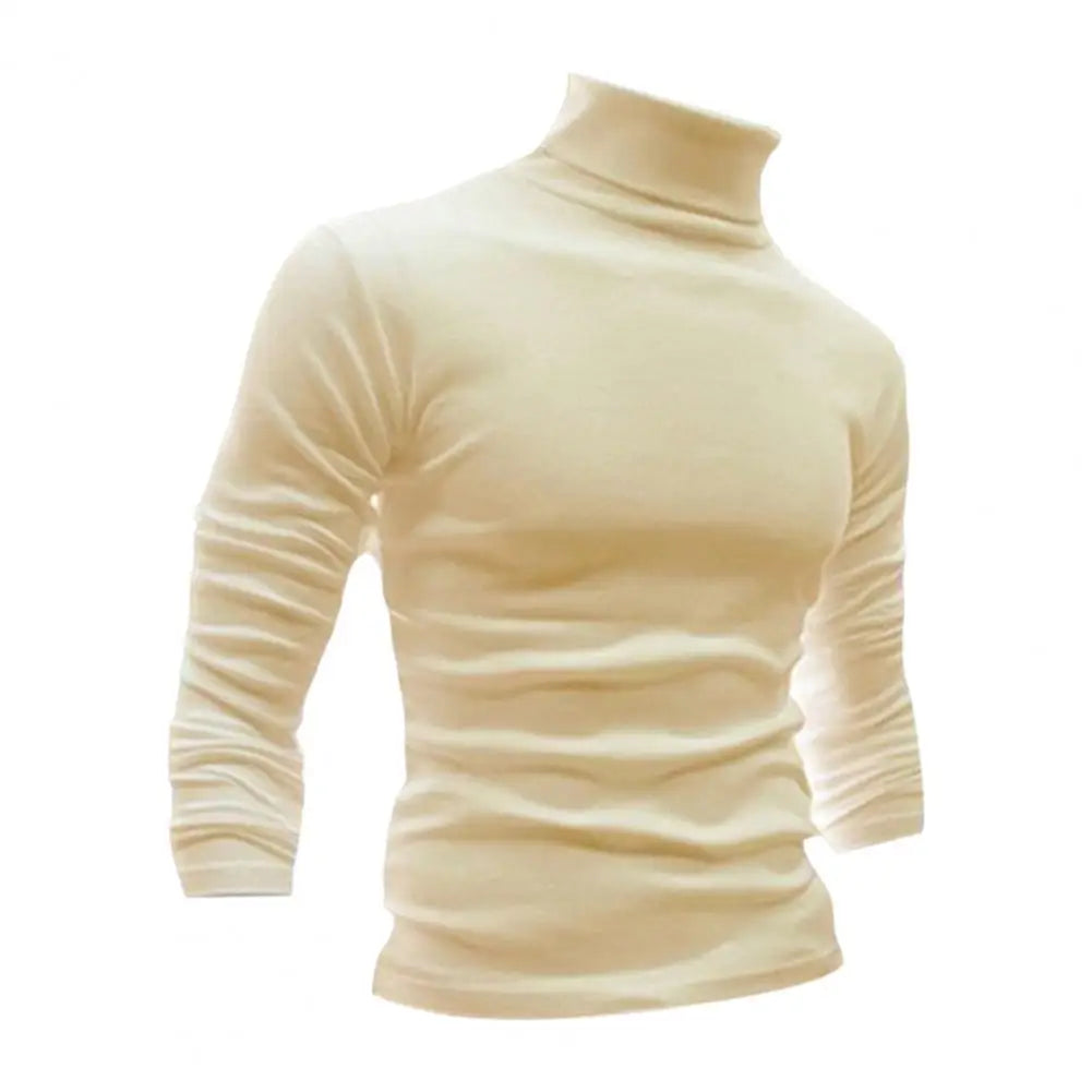 Half-high Collar Pure Colour Elastic Men Tops