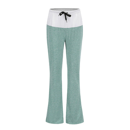 New Loose Leggings/Women Wide Leg/Dancing Pants/Waist Drawstring Female Patchwork High Waist Pant