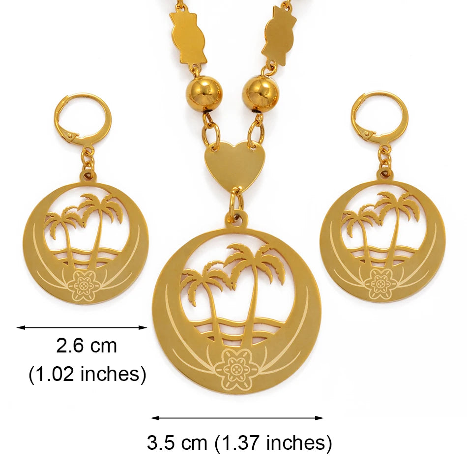 Coconut Tree Large Size Jewellery set Bead Necklace Earrings for Women