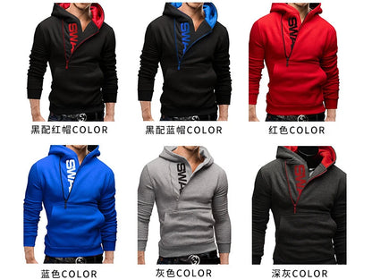 Men's Hooded Letter Fleece/Sweatshirt with Patchwork