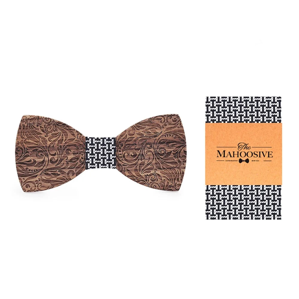 Wooden Mens bow Tie Wood Neck Tie Set for Men Suits Tie Handkerchief Cufflinks Gravatas Ties for Men Wedding Vestidos Corbatas