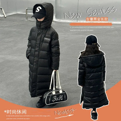 Children's Winter Jacket/Boys and Girls Western Style Thick Long Over Knee Winter Coat