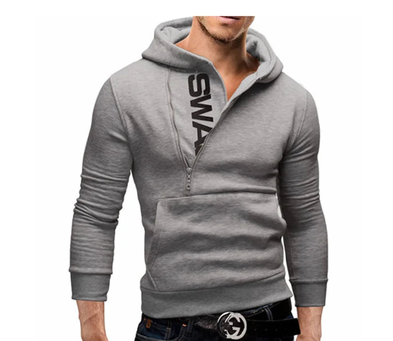 Men's Hooded Letter Fleece/Sweatshirt with Patchwork