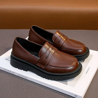 Boys Leather Shoes/Children Britain Style Casual Shoes/ Slip-on Loafers