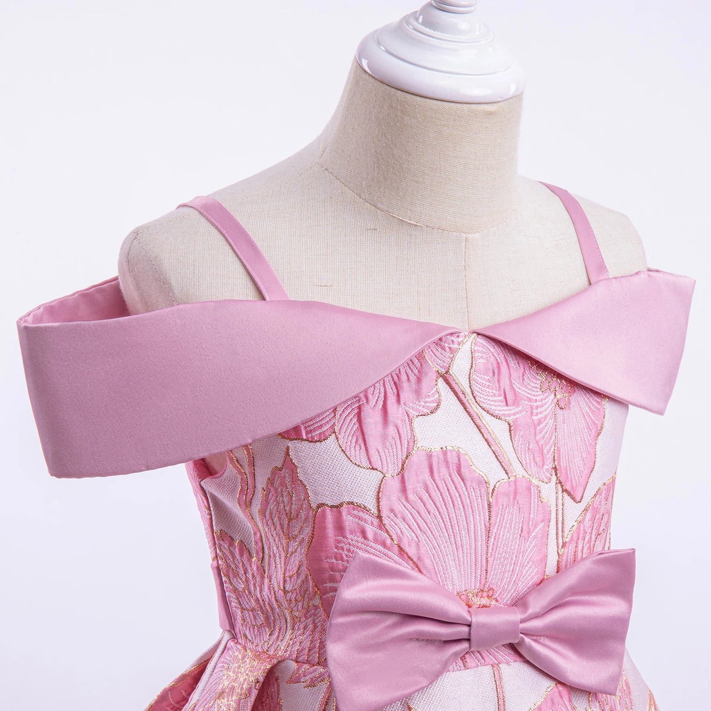 New Elegant Casual Flower Printed Wedding Birthday Party Dresses For Girls With Big Bow/Princess Dress For Girls