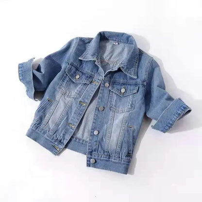 Women Denim Jacket Tops Pink Colour Solid/Multicolour Three Quarter Sleeve Jean Jacket