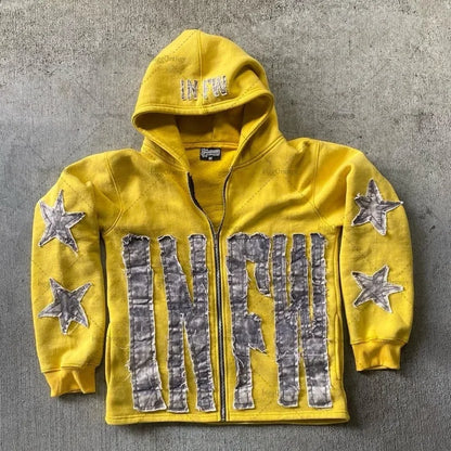 Y2k American Men/Women Embroidered Zipper Hoodie Jacket/Casual Sweatshirt Women
