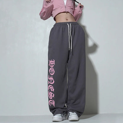 Gray baggy sweatpants for women inspired by Kpop streetwear