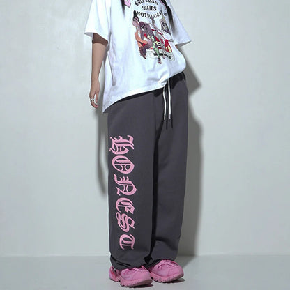 Gray baggy sweatpants for women inspired by Kpop streetwear
