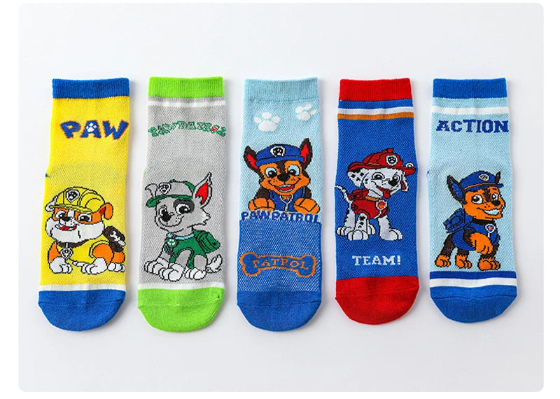 5 Pairs Paw Patrol Kids Socks Cotton Boys/Girls Cute Cartoon Socks