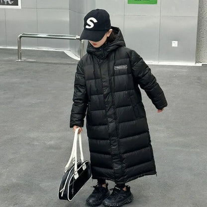 Children's Winter Jacket/Boys and Girls Western Style Thick Long Over Knee Winter Coat