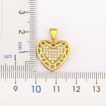 Nidin Creative Design Love Heart Pendant Necklace Zircon Earrings For Women Exquisite Romantic Valentine's Day Jewelry Sets