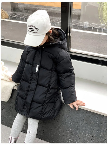 Girls Winter Jackets/Thick Warm Hooded Coats for Kids/Casual Long Clothing Children/Windproof Parkas