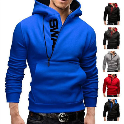Men's Hooded Letter Fleece/Sweatshirt with Patchwork