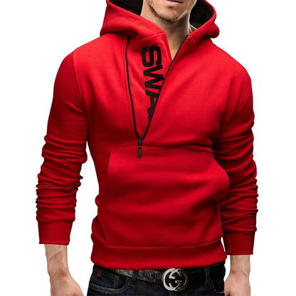 Men's Hooded Letter Fleece/Sweatshirt with Patchwork