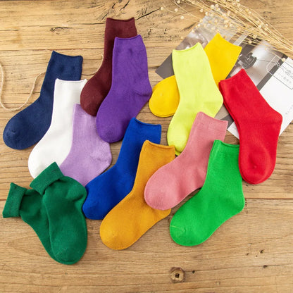 Children's Socks Cotton Colorful Harajuku Retro Boys Girls Black Socks Kids Klein Blue School Casual Tube in Solid colours