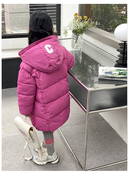 Girls Winter Jackets/Thick Warm Hooded Coats for Kids/Casual Long Clothing Children/Windproof Parkas