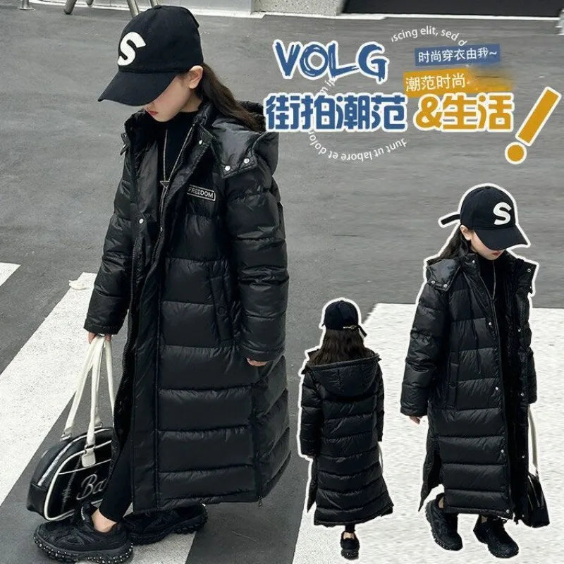 Children's Winter Jacket/Boys and Girls Western Style Thick Long Over Knee Winter Coat