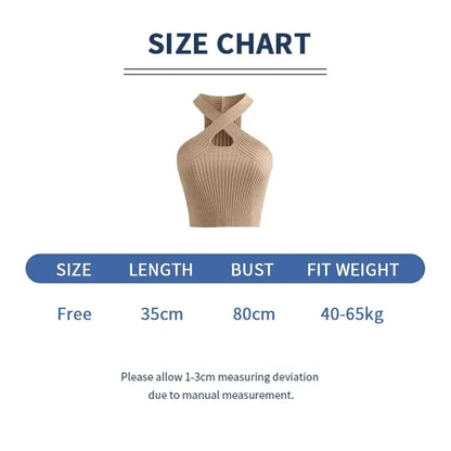 Sexy Cross Vest Crop Tops Women Sports T-shirt Knitted Off Shoulder V-Neck Solid Backless Tank Vest Halter y2k Top Camisole 2024
