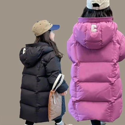 Girls Winter Jackets/Thick Warm Hooded Coats for Kids/Casual Long Clothing Children/Windproof Parkas