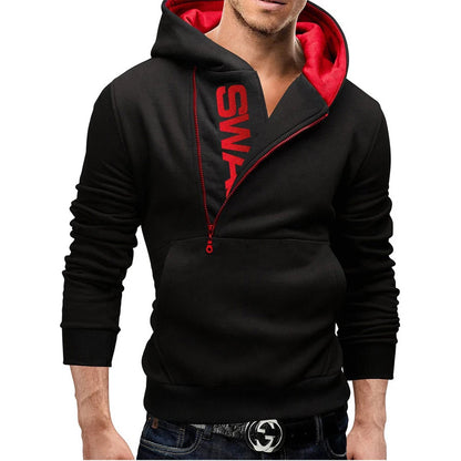 Men's Hooded Letter Fleece/Sweatshirt with Patchwork