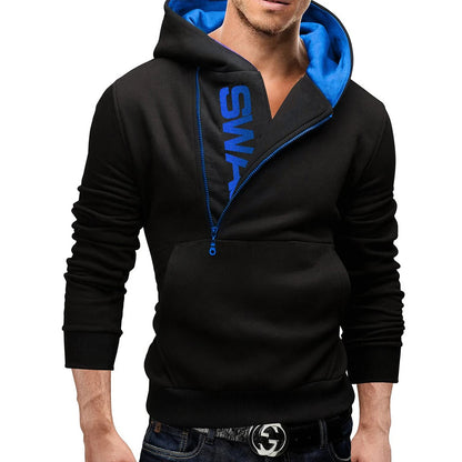 Men's Hooded Letter Fleece/Sweatshirt with Patchwork