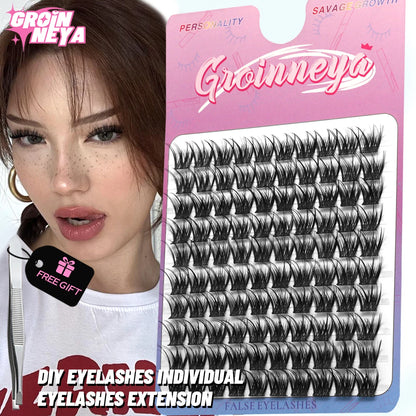 GROINNEYA lashes clusters False Eyelash Clusters Extensions Individual Lashes Cluster Natural DIY Eyelashes Extensions Makeup
