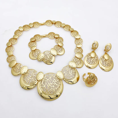 Italian Gold Plated Jewelry Set Necklace Earring Sets For Women ensembles de bijoux africains