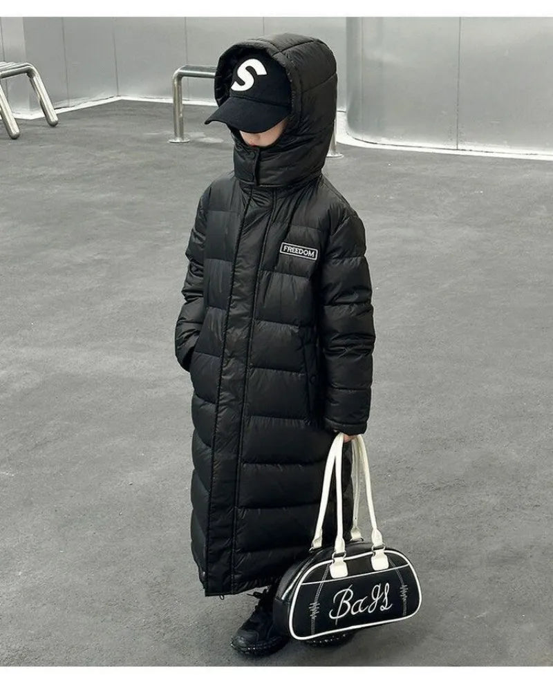 Children's Winter Jacket/Boys and Girls Western Style Thick Long Over Knee Winter Coat