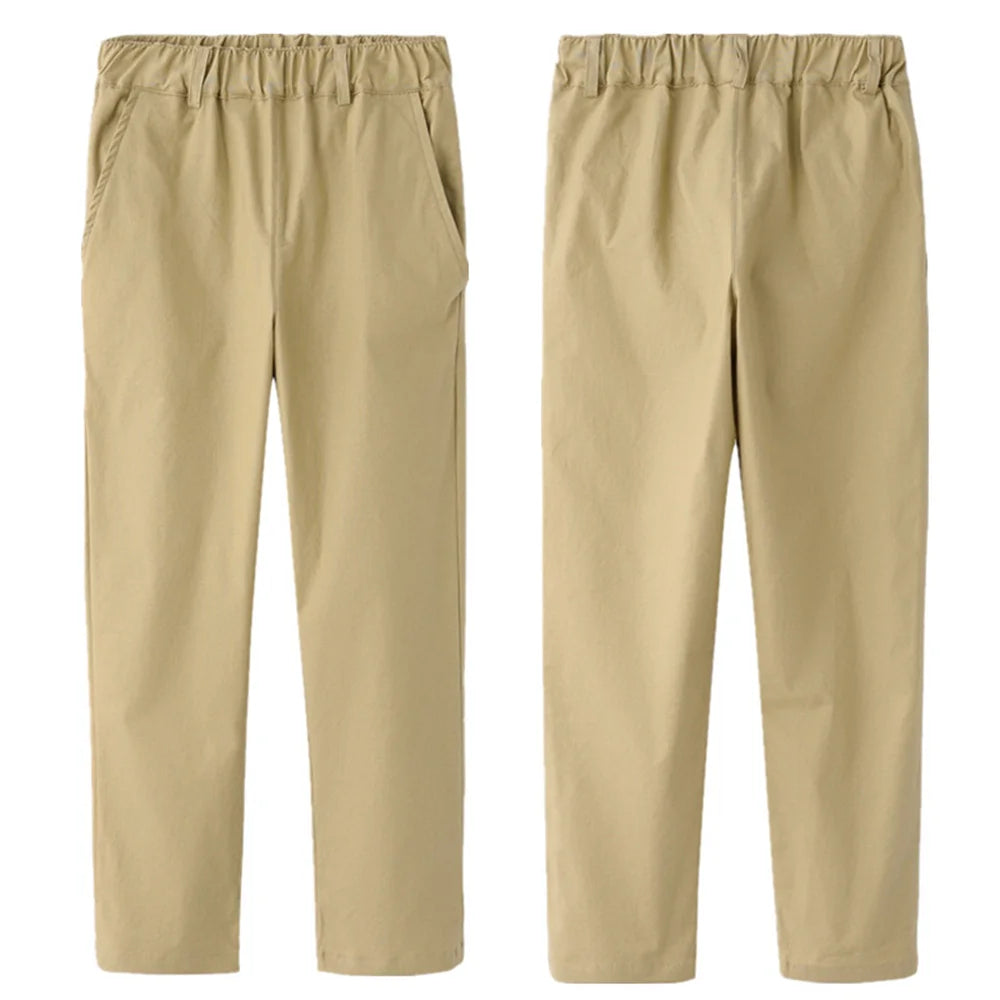 Boys & Girls Fleece Winter School Pants/Khaki Uniform Trousers With Elastic Waist