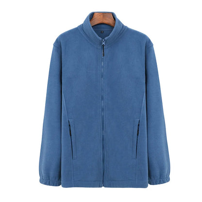 Spring Sports Zipper Fleece Jacket Women Men Long Sleeve Solid Warm Loose Oversize Coat Vintage  Clothes