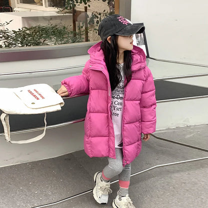 Girls Winter Jackets/Thick Warm Hooded Coats for Kids/Casual Long Clothing Children/Windproof Parkas