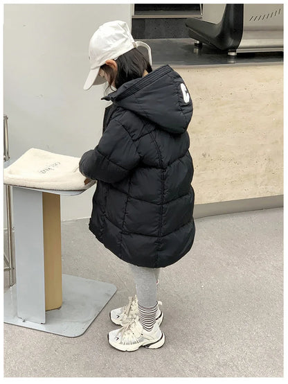 Girls Winter Jackets/Thick Warm Hooded Coats for Kids/Casual Long Clothing Children/Windproof Parkas