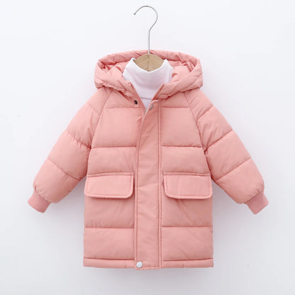 Girls Winter Jackets/Thick Warm Hooded Coats for Kids/Casual Long Clothing Children/Windproof Parkas