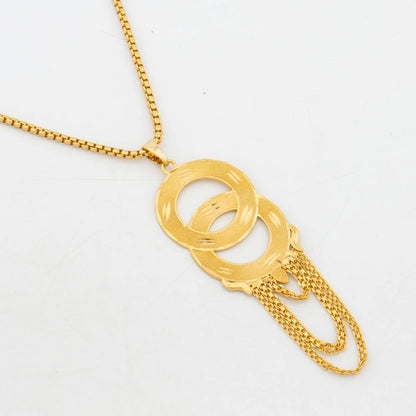 African Jewelry Set for Women Gold Plated Earrings and Pendant Necklace Wedding Party Jewellery Tassel Earrings and Necklace Set