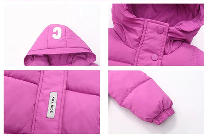 Girls Winter Jackets/Thick Warm Hooded Coats for Kids/Casual Long Clothing Children/Windproof Parkas