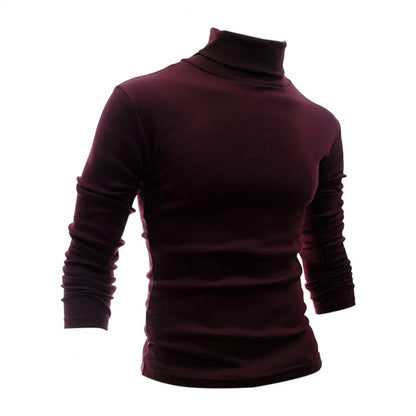 Half-high Collar Pure Colour Elastic Men Tops
